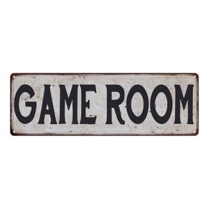 GAME ROOM Sign, Vintage Looking Rustic Game Room Decor, Chic Retro Rec Room Decoration, Board Games, Billiards, Card 106180035052
