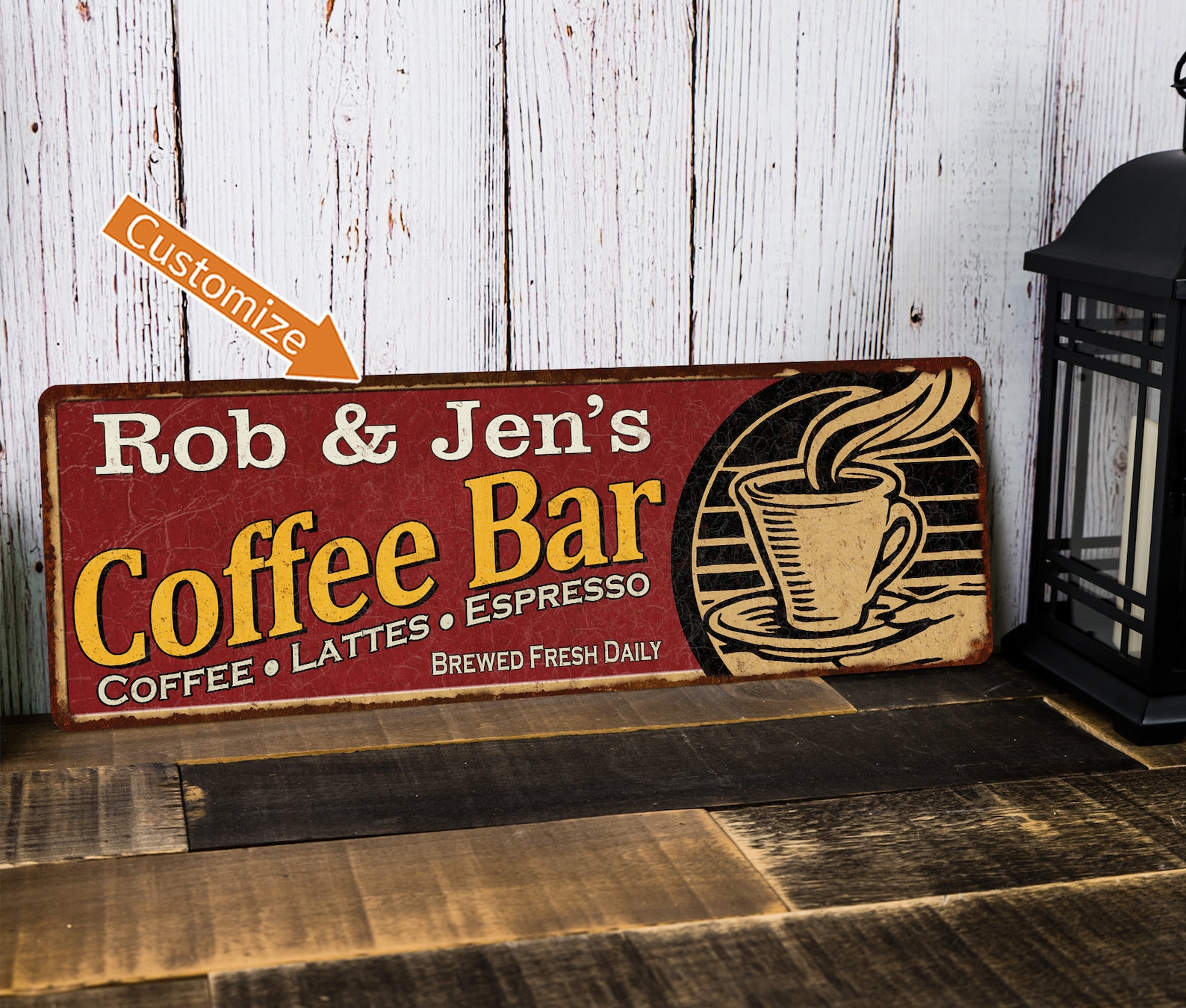 Personalized Coffee Bar Sign Coffee Shop Wall Decor Kitchen Etsy