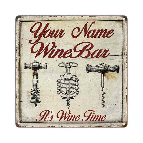 YOUR NAME Wine Bar Personalized Round Red Metal Sign Wall Decor 100140042001