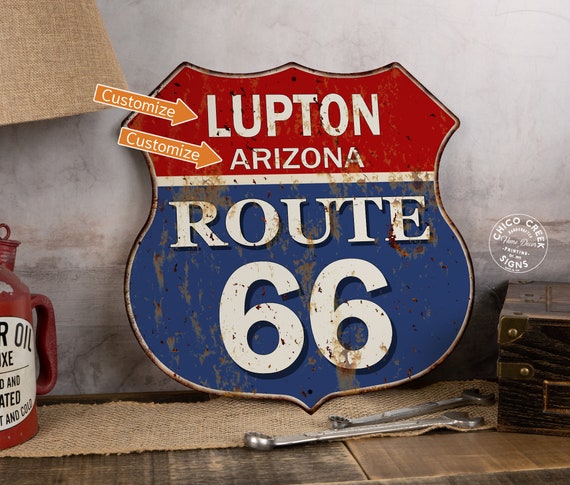 Personalized Route 66 Sign, City and State, Customized Route 66
