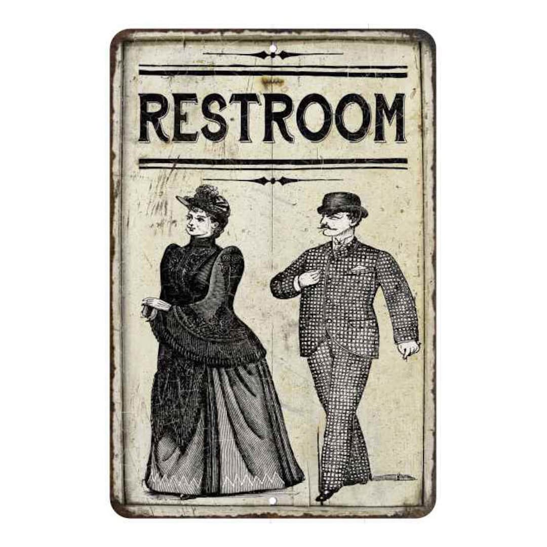 Bathroom Sign, Men & Women Restroom Sign, Vintage Looking Chic ...