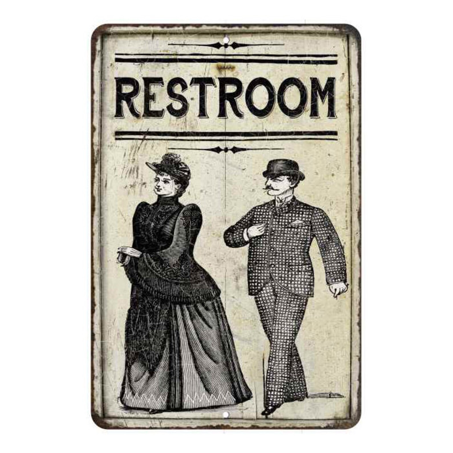 Bathroom Sign Men & Women Restroom Sign Vintage Looking Chic - Etsy