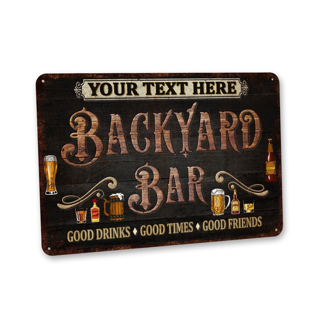 Personalized Backyard Bar Sign Gift Decor Custom Backyard Bar Wall
