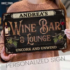 Personalized Wine Bar Sign Wine Bar Decor Basement Wine Lounge She Shed Decor Custom Metal Sign 108122002187