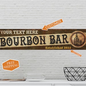 Custom Bourbon Sign, Bourbon Lover, Gift For Him, Bar Sign, Man Cave Sign, Personalized Sign, Alcohol Gift, Alcohol Sign, Home Bar Decor