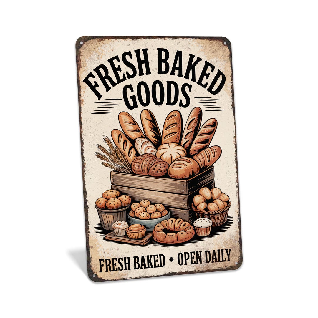 Fresh Baked Sign, Baked Goods Sign, Bakery Sign Decor, Metal Bakery ...