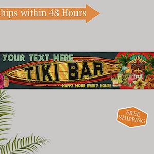 Custom Tiki Bar Sign, Backyard Decor, BBQ, Barbeque, Patio, Pool, Happy Hour, Gift Metal Sign 104182002044