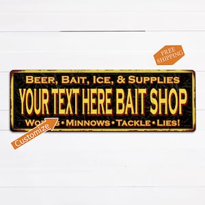 Personalized Bait Shop Sign, Fishing Sign, Gift For Him, Gift For Fisherman, Fish Lover, Fishing Decor, Fishing Wall Art, Fishing Gifts