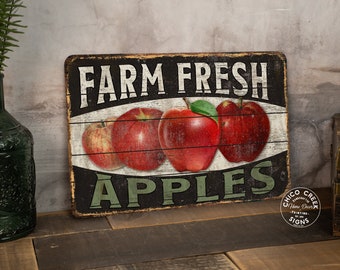 Farm Fresh Apples Sign Farm Life Decor New York Appl Wall Art Fresh Produce Fruit Stand Farmers Market Apple Pie 108122001064