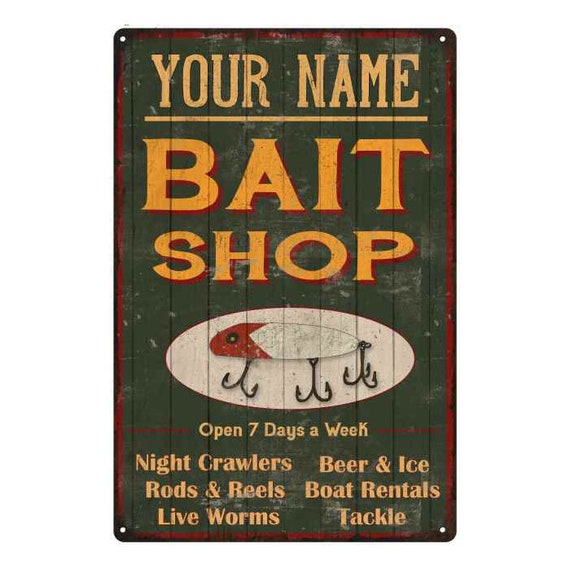Personalized Bait Shop Sign Fishing Hunting Cabin Wall Decor Etsy