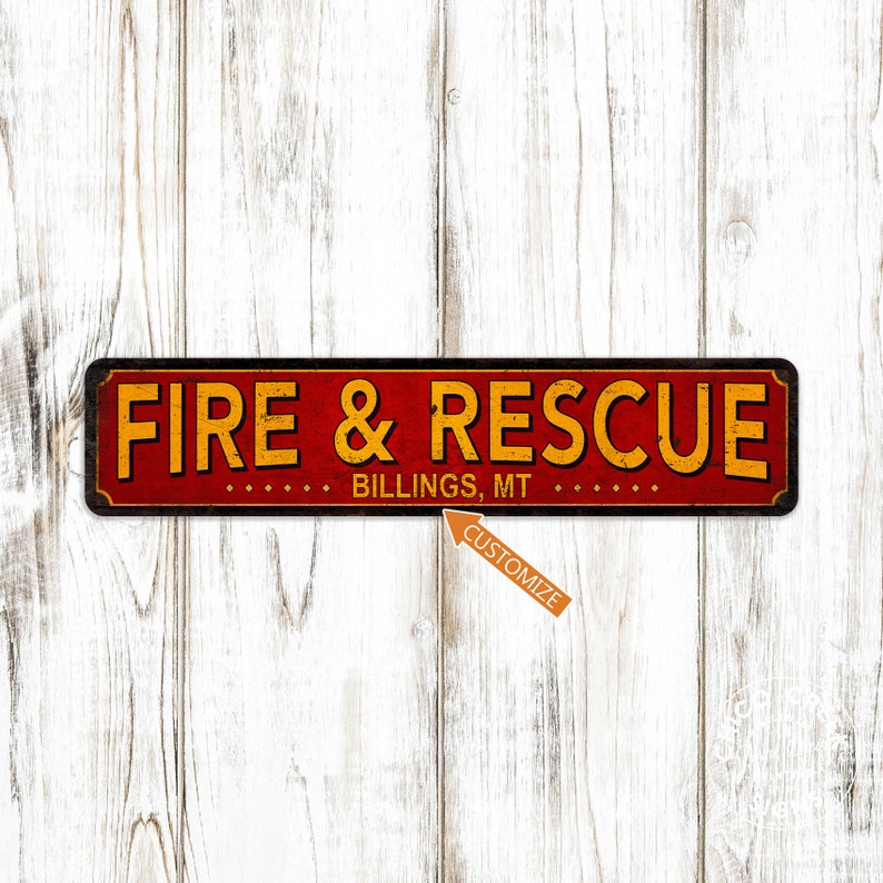 Custom Fire & Rescue Sign, Patriotic Decor, Gift for Fireman, Honor ...