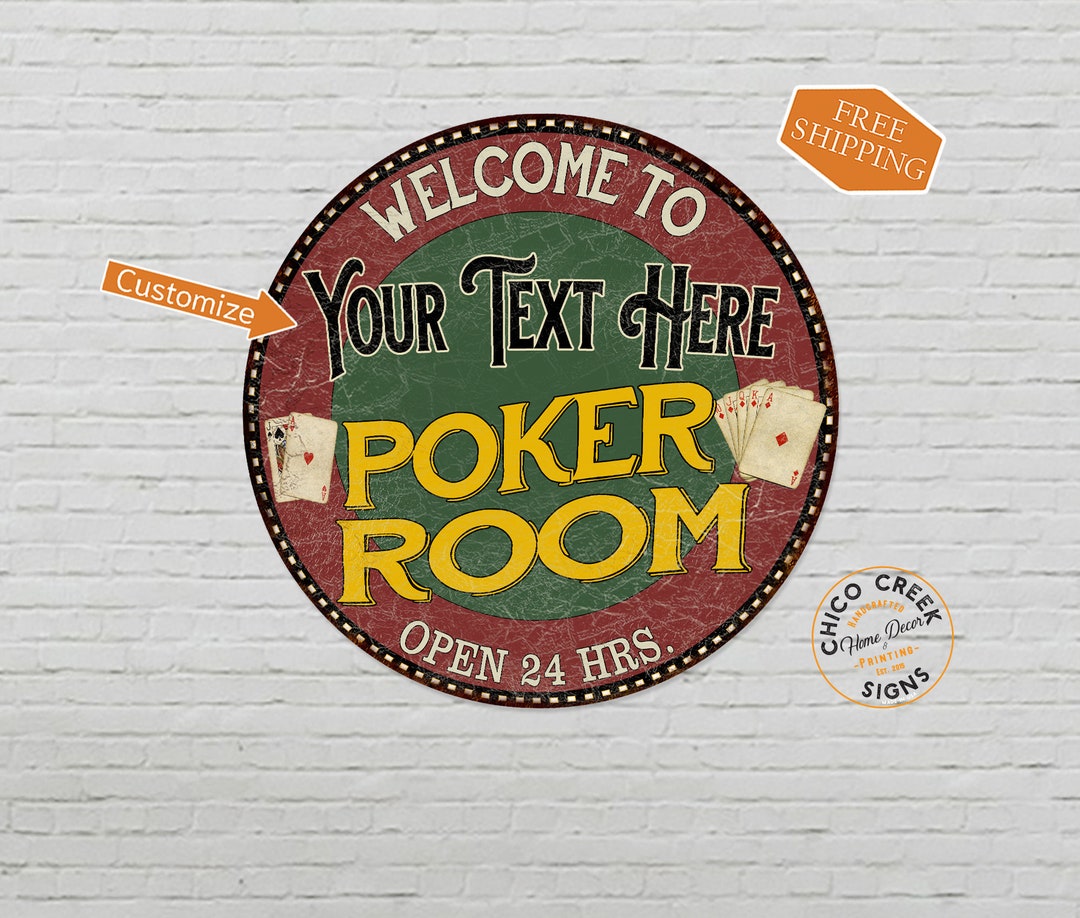Personalized Poker Room Sign, Round Card Room Sign, Home Bar Wall Decor ...