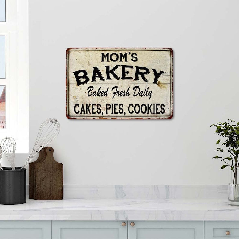 Mom's Bakery Sign Vintage Look Chic Distressed Wall - Etsy
