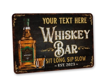 Vintage Bar Sign Whiskey Bar Sign Personalized Metal Sign Custom Bar Sign Garage Decor Gifts For Him Whiskey Lovers Gift 108122002201