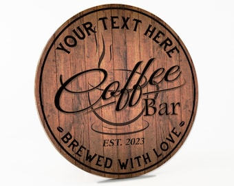 Personalized Coffee Bar Sign Wood Signs Coffee Bar Decor Kitchen Decor Cafe Gifts for Her Gift for Him Cafe Decor Coffee Sign B3-00140071001