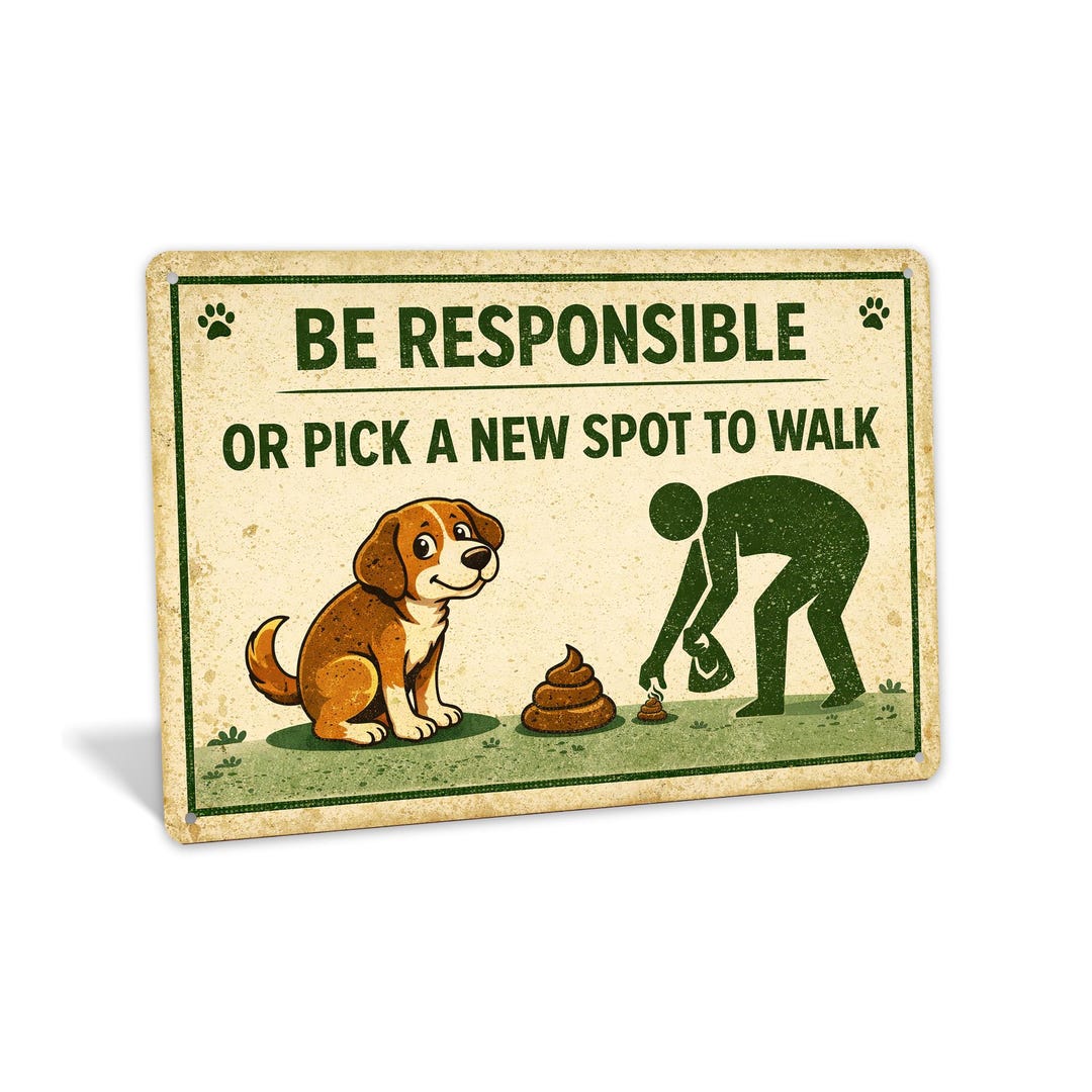 Be Responsible Sign, Funny Dog Sign, Dog Poop Sign, Pet Cleanup Sign ...