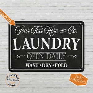 Personalized Laundry Sign, Open Daily Wash Dry Fold, Custom Laundry Room Decor, Farmhouse Wash Room Home Decor Gift 108120083001