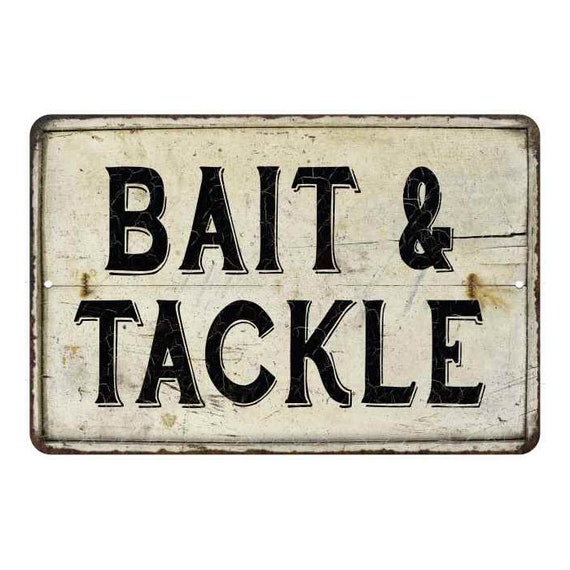 Bait & Tackle Sign, Vintage Look Fishing Decor, Chic Fishing