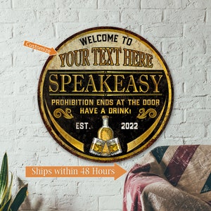 Personalized Speakeasy Sign, Prohibition Decor, Gift For Him, Father&#39;s Day Gift, Bar Wall Art, Custom Bar Decor, Prohibition Wall Art