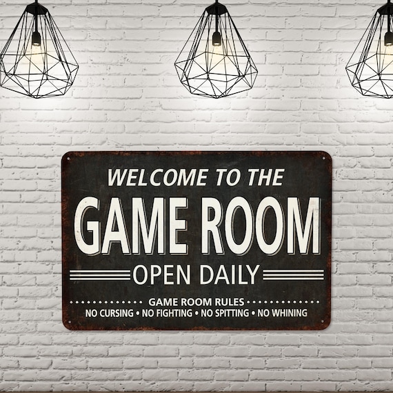 Game Room Sign, Pool Room Decor, Gamer Gifts, Game Room Decor, Game Room Wall Art, Gift For Him, Man Cave Sign, Housewarming Gifts