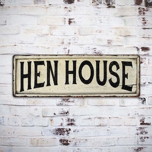 Hen House Sign, Vintage Looking Chicken Coom Sign, Chic Retro Rooster Decor, Farm Fresh Eggs, Garden Farm 106180028193