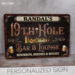 Custom Bar Sign 19th Hole Sign Personalized Gift For Golfer Vintage Home Bar Wall Art Funny Metal Sign Gifts For Dad 108122002191