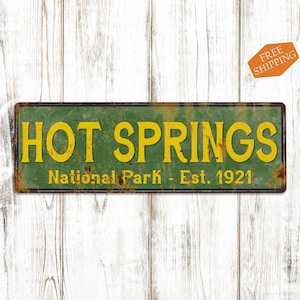 Hot Springs National Park Sign Rustic Cabin Wall Decor Vintage Looking Hiking Camping 106180057029