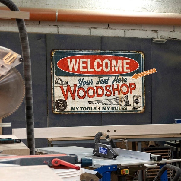 Custom Woodshop Sign Garage Decor Workshop Man Cave Gift for Dad Grandpa Shop Carpentry Carving Wood Shop Beer Sign 108122002094