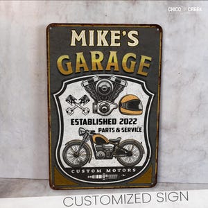 Custom Garage Sign, Motorcycle Sign, Mechanic Gifts, Gift For Him, Biker Gifts, Custom Motors, Bike Lovers, Garage Decor, Man Cave Decor