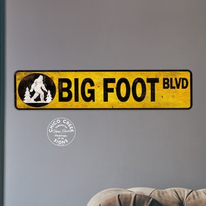Bigfoot Boulevard Sign Big Foot BLVD Sasquatch Sign Big Foot Decor Area Yeti North American Ape Funny Wall Art Forest Camping 104182001059
