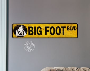 Bigfoot Boulevard Sign Big Foot BLVD Sasquatch Sign Big Foot Decor Area Yeti North American Ape Funny Wall Art Forest Camping 104182001059
