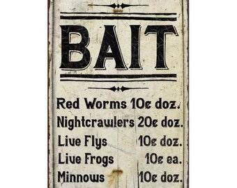 Bait Shop Sign, Bait Price List Sign, Farmhouse Style Rustic Sign, Bait & Tackle, Rod Reel Lures, Nightcrawlers, Lake House 108120020217