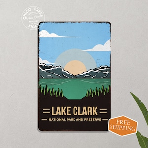 Lake Clark National Park Sign, Rustic Looking Wall Decor, Cabin Decorative Signs, Alaska National Park Wall Art 108120086026