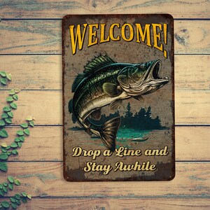 Fishing Sign, Welcome Sign, Fishing Gifts, Lakehouse Decor, Gift For Him, Fathers Day Gift, Fisherman Gift, Bait Shop, Cabin Decor