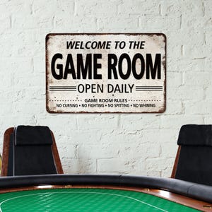 Game Room Sign, Game Room Decor, Metal Wall Art, Gift For Gamer, Gift For Him, Gift For Her, Poker Room Decor, Man Cave Sign