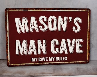 Man Cave Sign, Personalized Signs, Man Cave Decor, Man Cave Wall Art, Gift For Him, Fathers Day Gift, Custom Metal Sign, Man Cave Gifts
