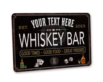 Personalized Metal Bar Sign Custom Whiskey Bar Sign Custom Metal Wall Art Father Gift Home Bar Decor Vintage Bar Art 108122002199