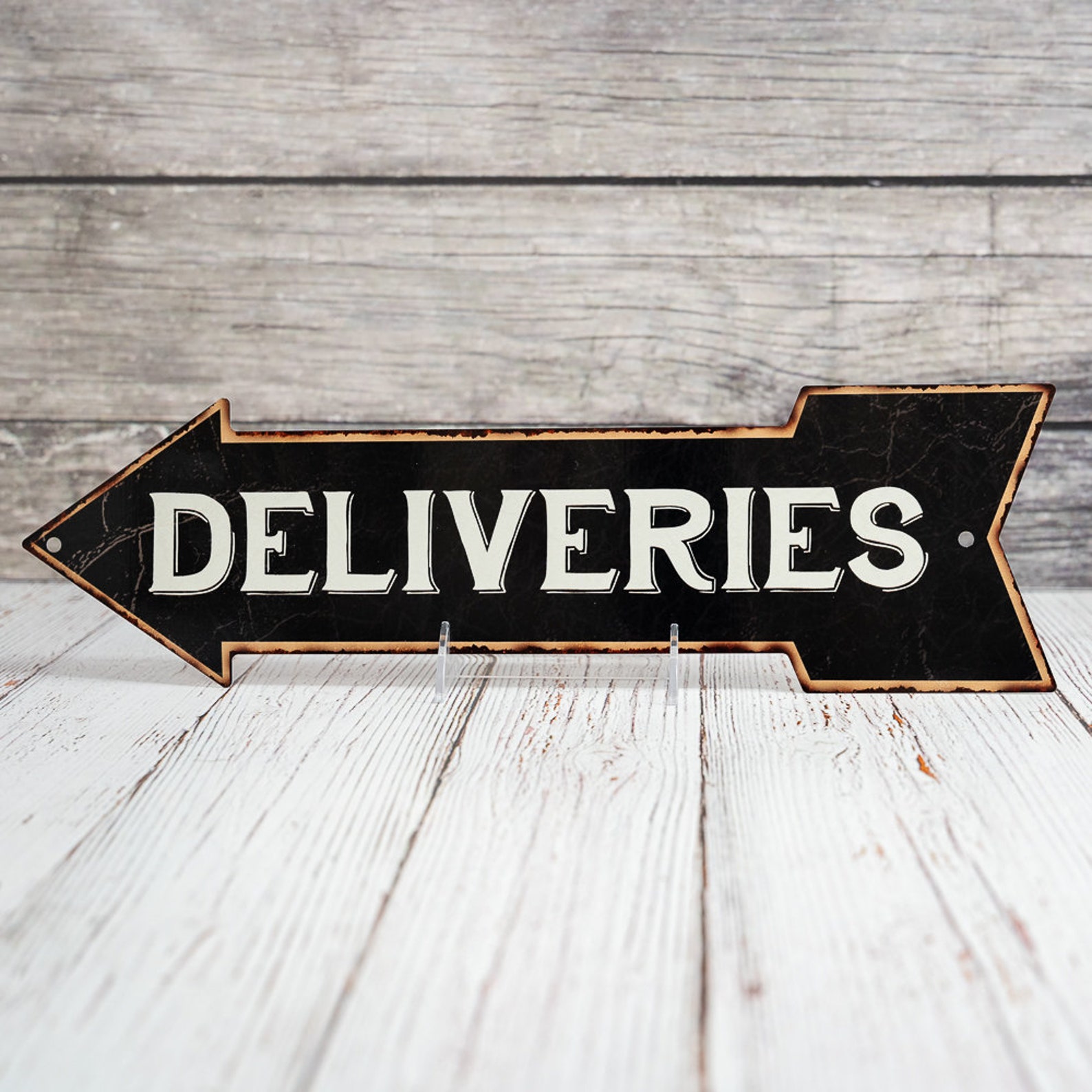 Delivery Sign Left Arrow Vintage Plaque Deliveries Post Mail Etsy