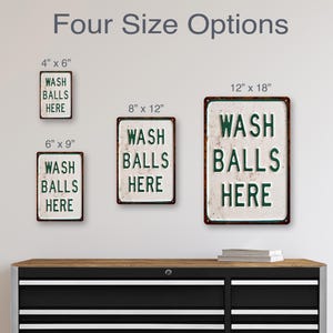 Panneau Wash Balls Here, panneaux drôles, décoration de golf, panneau drôle de salle de bain, panneau homme des cavernes, cadeaux golfeurs, amateurs de golf, cadeau pour lui, cadeau fête des pères image 7