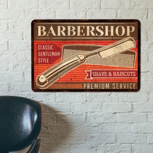 Barber Shop Sign, Salon Decor, Barber Gifts, Business Signs, Barbershop Decor, Gift For Him, Gift For Grandpa, Metal Signs, Salon Sign