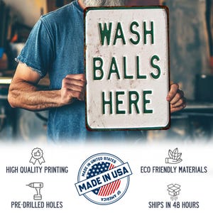 Panneau Wash Balls Here, panneaux drôles, décoration de golf, panneau drôle de salle de bain, panneau homme des cavernes, cadeaux golfeurs, amateurs de golf, cadeau pour lui, cadeau fête des pères image 6