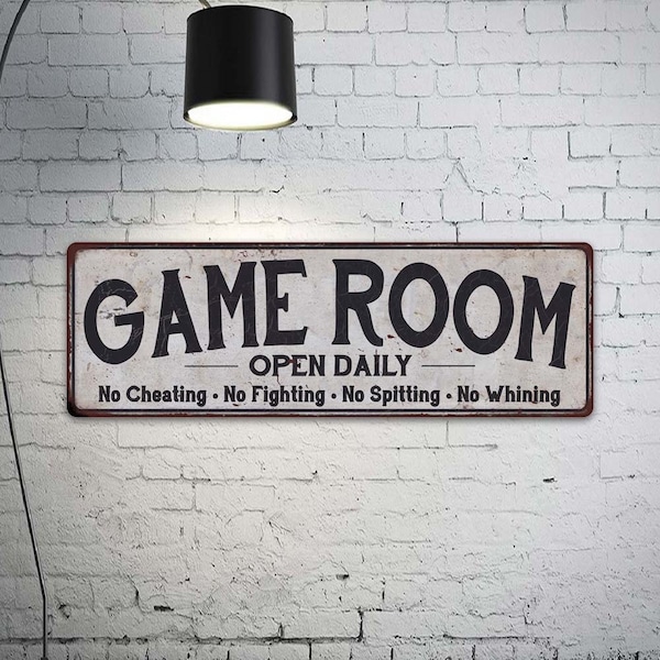 Game Room Sign, Rec Room Vintage Looking Decor, Billiard Room Sign, Pool Hall, Cards Board Games, Family Room Chic Retro 106180091035