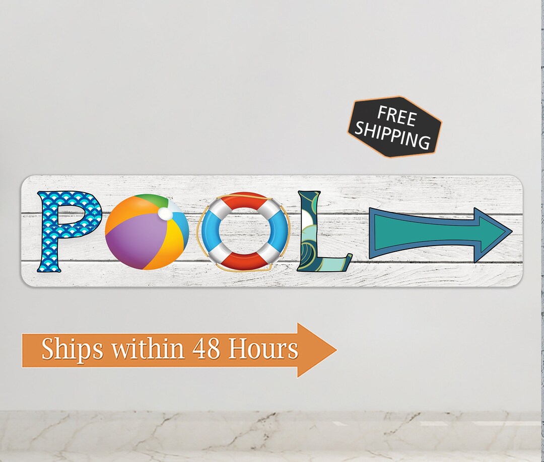 Pool Decor Sign, Left or Right, Swimming Pool, Family Pool Spa
