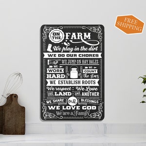 Farm Family Sign, Farmhouse Decor, Gift For Her, Gift For Him, Farm Life, Farmer Sign, Barn Sign, Metal Sign, Work Hard, Country Life