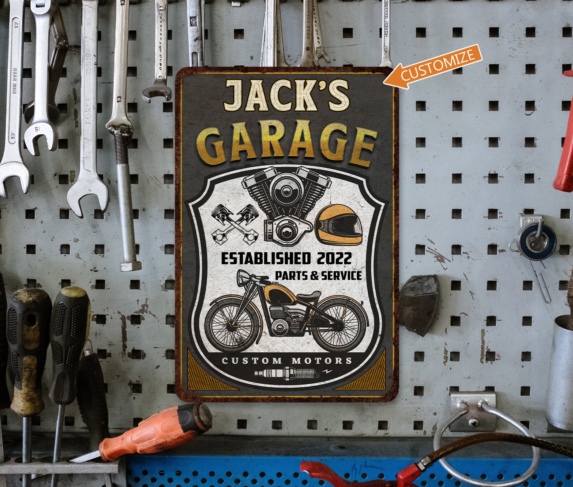 Custom Garage Sign, Motorcycle Sign, Mechanic Gifts, Gift for Him ...