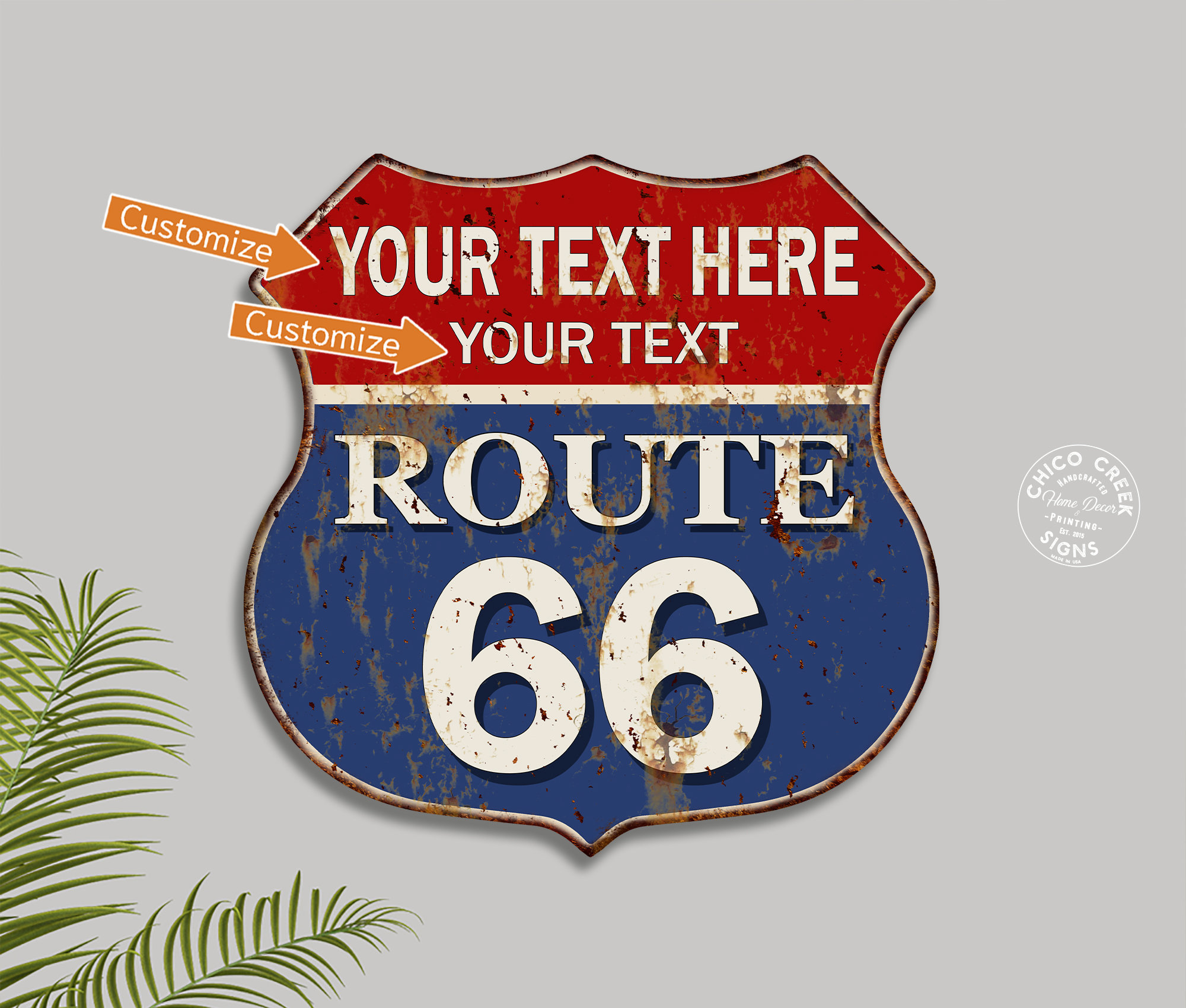 Personalized Route 66 Sign, City and State, Customized Route 66
