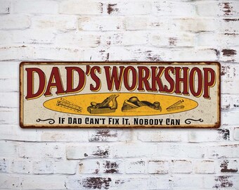 Dad's Workshop Sign, Man Cave Rustic Décor, Garage Woodshop Tool Shed Decor, Mechanic, Repair Shop, Gift For Dad Grandpa 106180091040