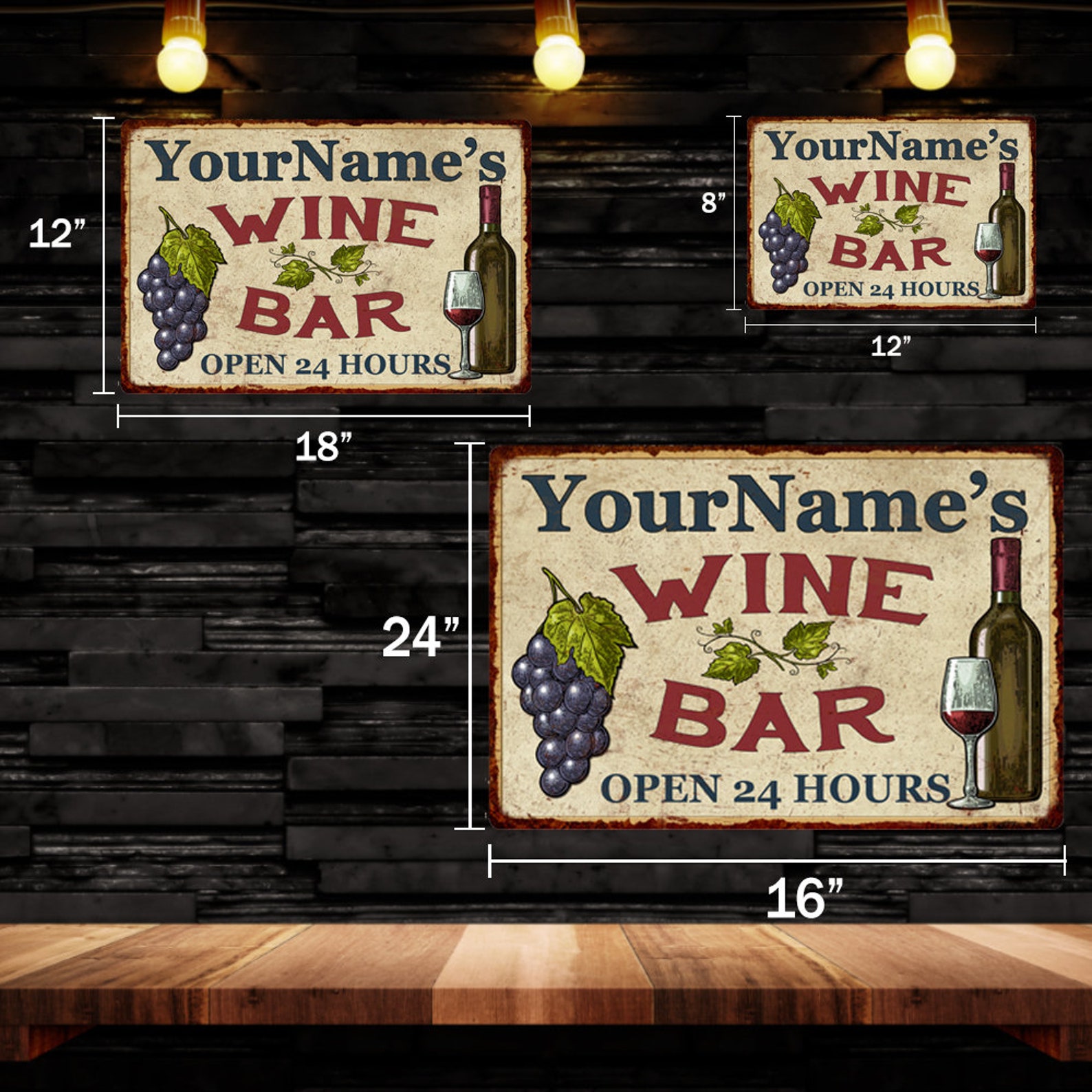 Your Name Personalized Wine Bar Sign Merlot Cellar Rustic Bar Etsy