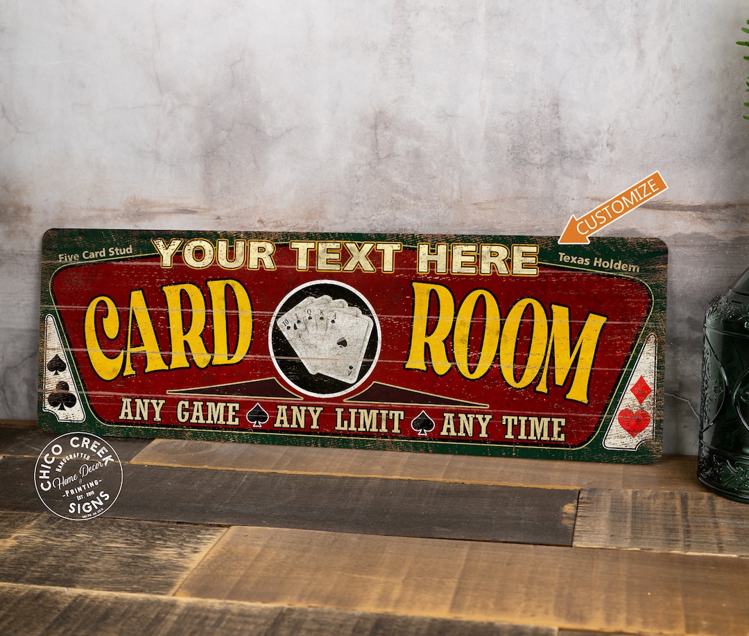 Personalized Card Room Sign Family Rec Room Board Game Poker Rummy ...