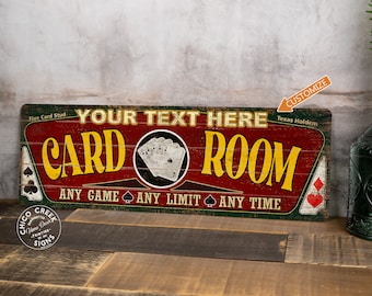 Personalized Card Room Sign Family Rec Room Board Game Poker Rummy Blackjack Gift Wall Decor Your Name 106182002005